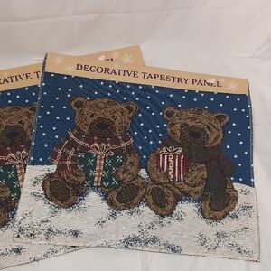 Decorative Tapestry Panel with Bears - Set Of 2